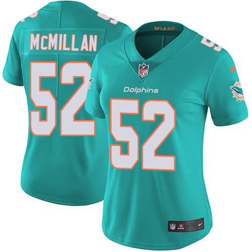 Nike Dolphins #52 Raekwon McMillan Aqua Green Team Color Women's Stitched NFL Vapor Untouchable Limited Jersey - Click Image to Close